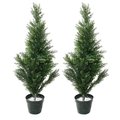 Pure Garden Pure Garden 50-10005 34 in. Artificial Julian Cedar Large Faux Potted Evergreen Plant - Set of 2 50-10005